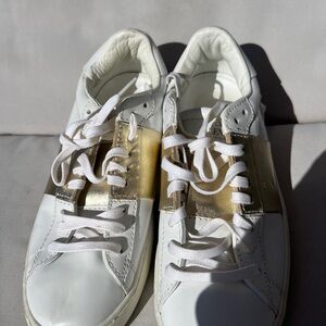 Valentino Garavani White Sneakers with Gold Accents